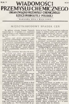 Wiadomości Przemysłu Chemicznego : organ Związku Przemysłu Chemicznego Rzeczypospolitej Polskiej. R. 5, 1930, nr 9