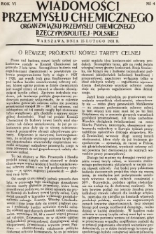 Wiadomości Przemysłu Chemicznego : organ Związku Przemysłu Chemicznego Rzeczypospolitej Polskiej. R. 6, 1931, nr 4