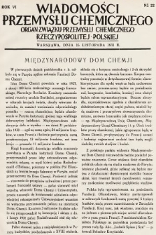 Wiadomości Przemysłu Chemicznego : organ Związku Przemysłu Chemicznego Rzeczypospolitej Polskiej. R. 6, 1931, nr 22