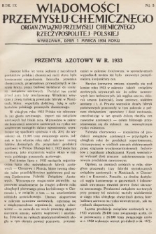Wiadomości Przemysłu Chemicznego : organ Związku Przemysłu Chemicznego Rzeczypospolitej Polskiej. R. 9, 1934, nr 5