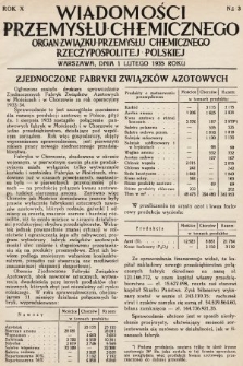 Wiadomości Przemysłu Chemicznego : organ Związku Przemysłu Chemicznego Rzeczypospolitej Polskiej. R. 10, 1935, nr 3