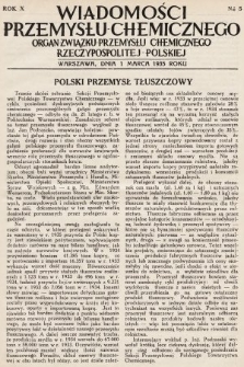 Wiadomości Przemysłu Chemicznego : organ Związku Przemysłu Chemicznego Rzeczypospolitej Polskiej. R. 10, 1935, nr 5
