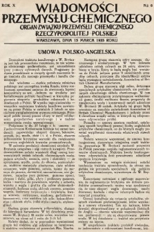 Wiadomości Przemysłu Chemicznego : organ Związku Przemysłu Chemicznego Rzeczypospolitej Polskiej. R. 10, 1935, nr 6