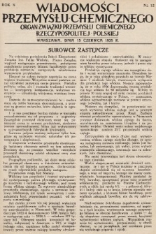 Wiadomości Przemysłu Chemicznego : organ Związku Przemysłu Chemicznego Rzeczypospolitej Polskiej. R. 10, 1935, nr 12