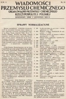 Wiadomości Przemysłu Chemicznego : organ Związku Przemysłu Chemicznego Rzeczypospolitej Polskiej. R. 10, 1935, nr 21