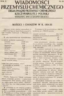 Wiadomości Przemysłu Chemicznego : organ Związku Przemysłu Chemicznego Rzeczypospolitej Polskiej. R. 10, 1935, nr 24