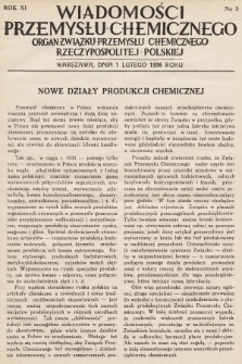 Wiadomości Przemysłu Chemicznego : organ Związku Przemysłu Chemicznego Rzeczypospolitej Polskiej. R. 11, 1936, nr 3