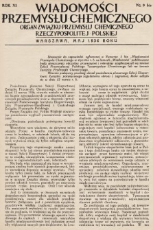 Wiadomości Przemysłu Chemicznego : organ Związku Przemysłu Chemicznego Rzeczypospolitej Polskiej. R. 11, 1936, nr 9 bis
