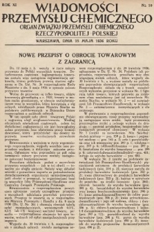 Wiadomości Przemysłu Chemicznego : organ Związku Przemysłu Chemicznego Rzeczypospolitej Polskiej. R. 11, 1936, nr 10