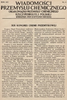 Wiadomości Przemysłu Chemicznego : organ Związku Przemysłu Chemicznego Rzeczypospolitej Polskiej. R. 14, 1939, nr 2
