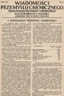 Wiadomości Przemysłu Chemicznego : organ Związku Przemysłu Chemicznego Rzeczypospolitej Polskiej. R. 14, 1939, nr 4