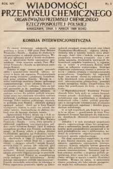 Wiadomości Przemysłu Chemicznego : organ Związku Przemysłu Chemicznego Rzeczypospolitej Polskiej. R. 14, 1939, nr 5