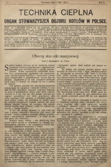 Technika Cieplna : organ Stowarzyszeń Dozoru Kotłów w Polsce. R. 2, 1924, nr 5