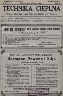 Technika Cieplna : organ Stowarzyszeń Dozoru Kotłów w Polsce. R. 3, 1925, nr 2