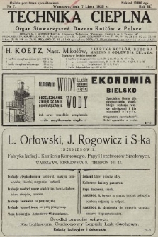 Technika Cieplna : organ Stowarzyszeń Dozoru Kotłów w Polsce. R. 3, 1925, nr 7