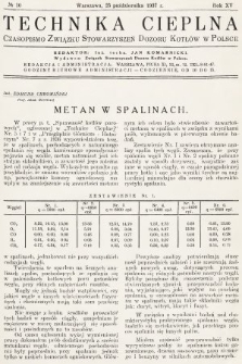 Technika Cieplna : czasopismo Związku Stowarzyszeń Dozoru Kotłów w Polsce. R. 15, 1937, nr 10