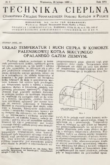 Technika Cieplna : czasopismo Związku Stowarzyszeń Dozoru Kotłów w Polsce. R. 16, 1938, nr 2