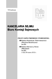 Pełny Zapis Przebiegu Posiedzenia Komisji Edukacji, Nauki i Młodzieży (nr 23) z dnia 28 marca 2012 r.