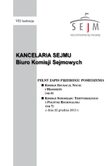 Pełny Zapis Przebiegu Posiedzenia Komisji Edukacji, Nauki i Młodzieży (nr 8) z dnia 22 grudnia 2015 r.