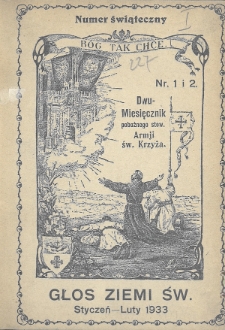 Głos Ziemi Świętej : dwumiesięcznik pobożnego stow. Armji św. Krzyża. 1933, nr 1-2