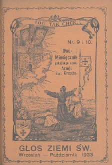 Głos Ziemi Świętej : dwumiesięcznik pobożnego stow. Armji św. Krzyża. 1933, nr 9-10