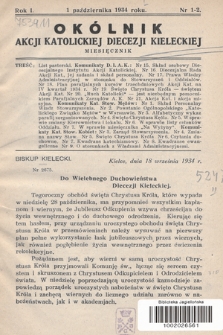 Okólnik Akcji Katolickiej Diecezji Kieleckiej. 1934, nr 1-2