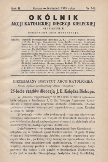 Okólnik Akcji Katolickiej Diecezji Kieleckiej. 1935, nr 7-8