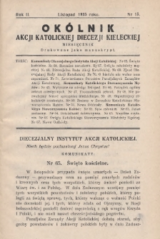Okólnik Akcji Katolickiej Diecezji Kieleckiej. 1935, nr 15