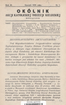 Okólnik Akcji Katolickiej Diecezji Kieleckiej. 1936, nr 1