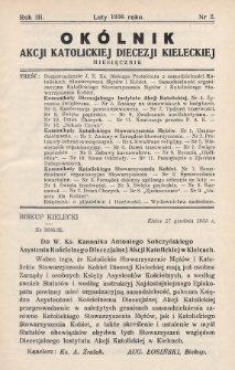 Okólnik Akcji Katolickiej Diecezji Kieleckiej. 1936, nr 2