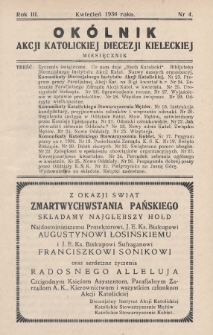 Okólnik Akcji Katolickiej Diecezji Kieleckiej. 1936, nr 4
