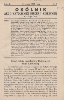 Okólnik Akcji Katolickiej Diecezji Kieleckiej. 1936, nr 6