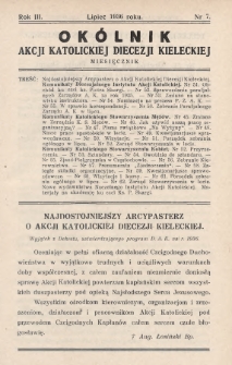 Okólnik Akcji Katolickiej Diecezji Kieleckiej. 1936, nr 7