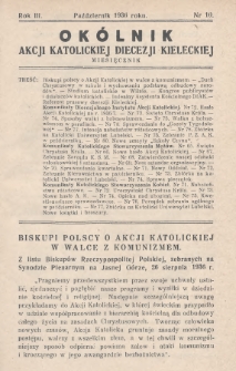 Okólnik Akcji Katolickiej Diecezji Kieleckiej. 1936, nr 10