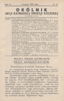 Okólnik Akcji Katolickiej Diecezji Kieleckiej. 1936, nr 11