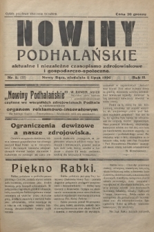 Nowiny Podhalańskie : aktualne i niezależne czasopismo zdrojowiskowe i gospodarczo-społeczne. 1936, nr 5 (22)