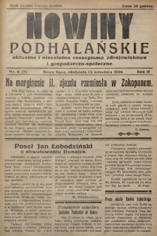 Nowiny Podhalańskie : aktualne i niezależne czasopismo zdrojowiskowe i gospodarczo-społeczne. 1936, nr 8 (25)