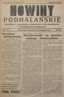 Nowiny Podhalańskie : aktualne i niezależne czasopismo zdrojowiskowe i gospodarczo-społeczne. 1936, nr 11 (28)