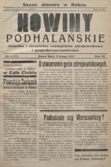 Nowiny Podhalańskie : aktualne i niezależne czasopismo zdrojowiskowe i gospodarczo-społeczne. 1937, nr 2 (31)