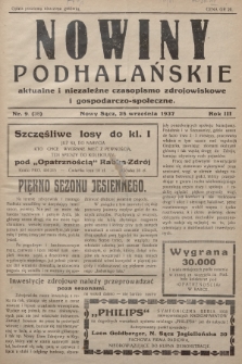 Nowiny Podhalańskie : aktualne i niezależne czasopismo zdrojowiskowe i gospodarczo-społeczne. 1937, nr 9 (38)