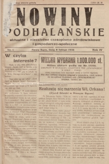 Nowiny Podhalańskie : aktualne i niezależne czasopismo zdrojowiskowe i gospodarczo-społeczne. 1938, nr 2