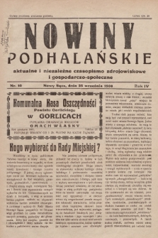 Nowiny Podhalańskie : aktualne i niezależne czasopismo zdrojowiskowe i gospodarczo-społeczne. 1938, nr 10