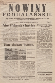 Nowiny Podhalańskie : aktualne i niezależne czasopismo zdrojowiskowe i gospodarczo-społeczne. 1939, nr 8