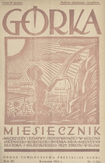 Górka : miesięcznik młodzieży i dziatwy przebywającej w Kolonii Leczniczej Dziecięcej imienia dr-a medycyny rektora J. Brudzińskiego przy Zdroju w Busku : organ Towarzystwa Przyjaciół Górki. 1933, nr 4