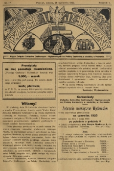 Przegląd Graficzny : Organ Związku Zakładów Graficznych i Wydawniczych na Polskę Zachodnią z siedzibą w Poznaniu. R. 4, 1923, nr 17