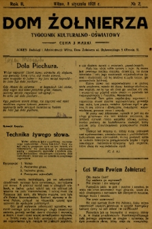 Dom Żołnierza : tygodnik kulturalno-oświatowy. 1920, nr 2