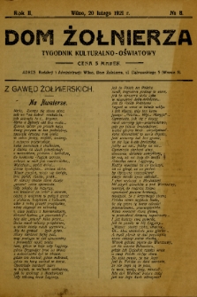 Dom Żołnierza : tygodnik kulturalno-oświatowy. 1920, nr 8