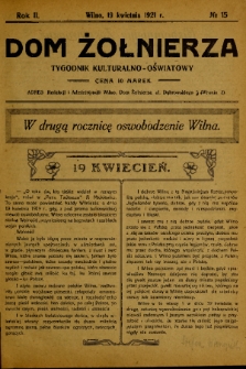 Dom Żołnierza : tygodnik kulturalno-oświatowy. 1920, nr 15