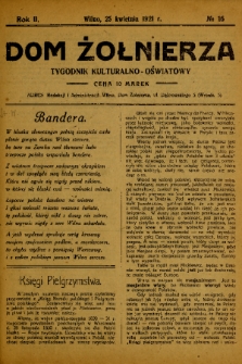 Dom Żołnierza : tygodnik kulturalno-oświatowy. 1920, nr 16