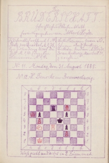 Die Brüderschaft : Schachlischer Wochenblatt. Jg. 1, 1885, No 11